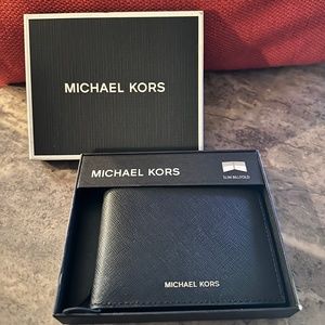 MK Michael Kors Men’s Leather SLIM BIFOLD WALLET NWT
